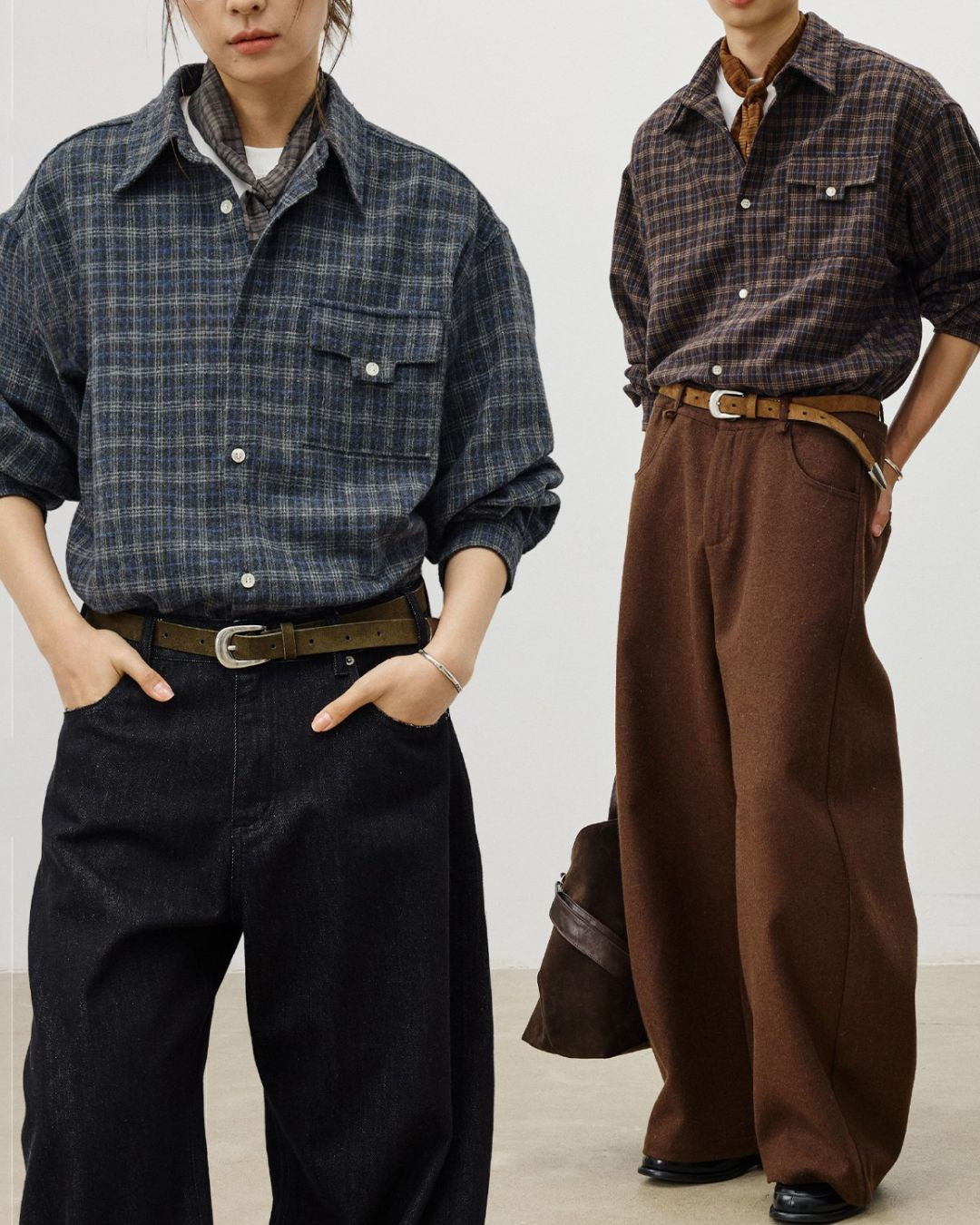 Flap Pocket Checked Flannel Shirt　LS036