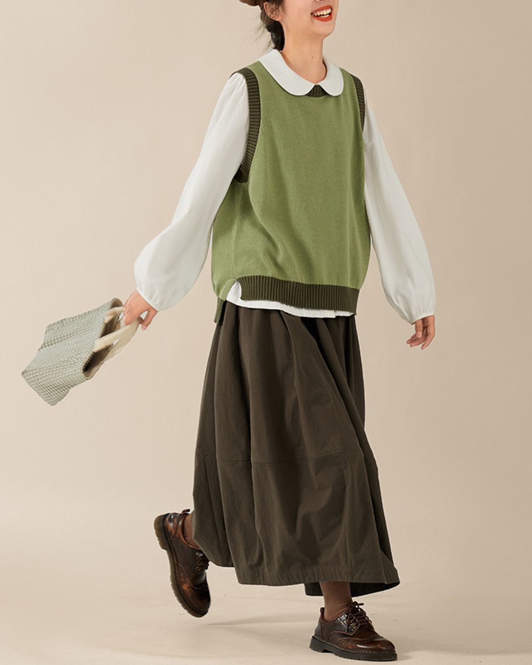 Round-collar Cotton Shirt　LS026