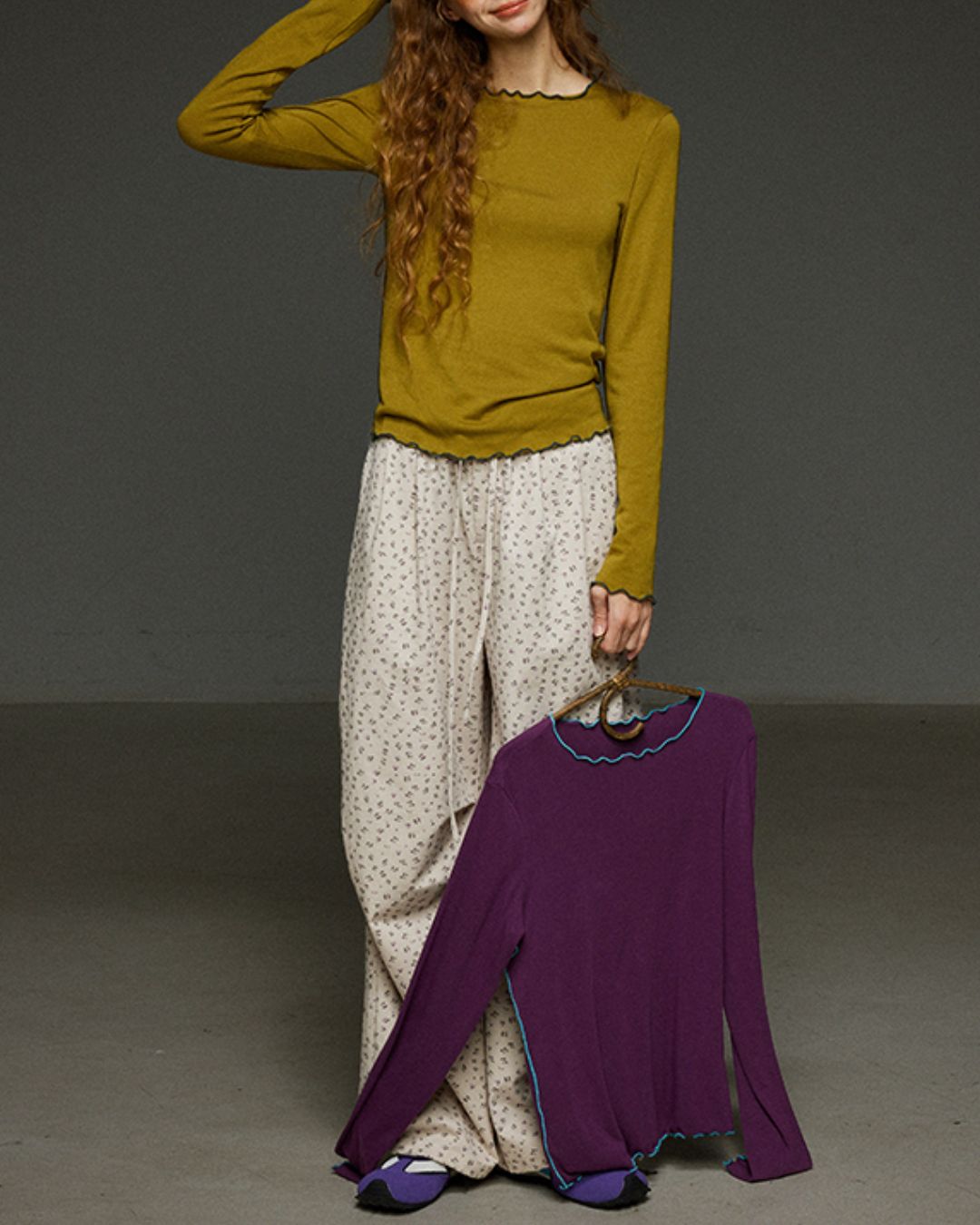 Color Stitch Mellow Frill T-shirt　LT013