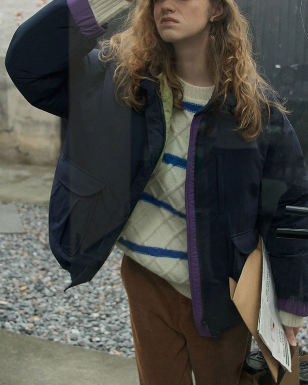 Contrast Color Retro Down Jacket　JK048