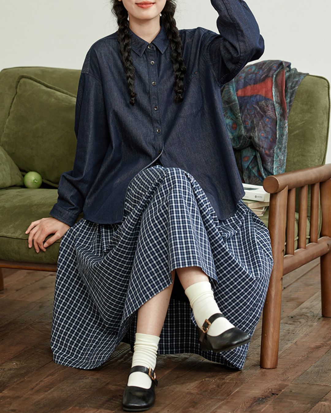 Casual Navy Denim Shirt　LS041