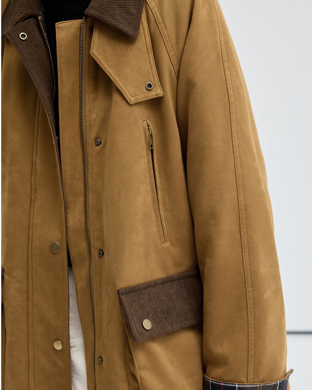 Contrast Color Suede Quilted Jacket　JK075