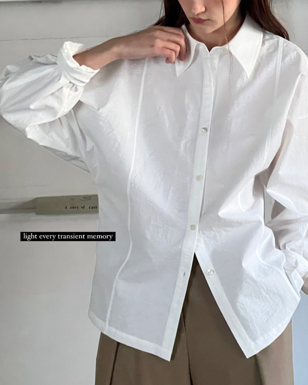 Back Button Basic Shirt　LS022