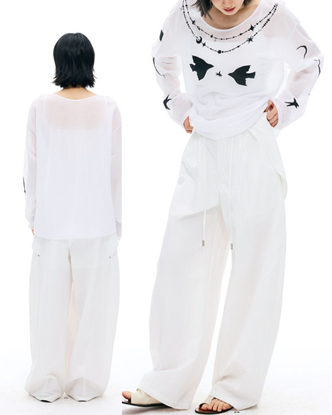 Relaxed Fit Sheer Print T-shirt　LT025