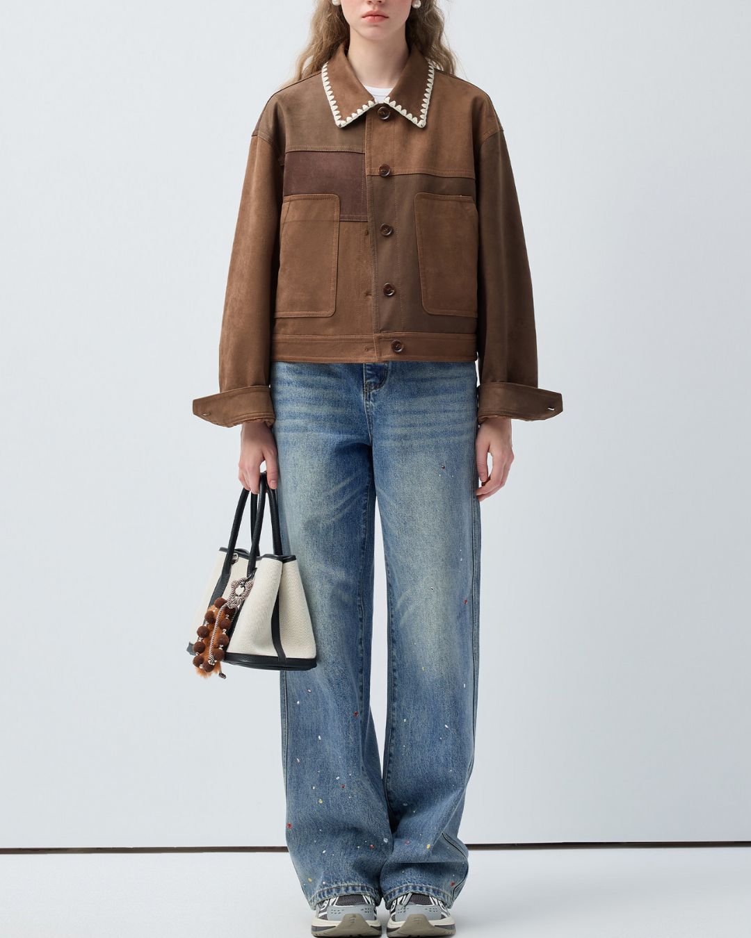 Rainbow Rhinestone Wash Denim Pants　DP014