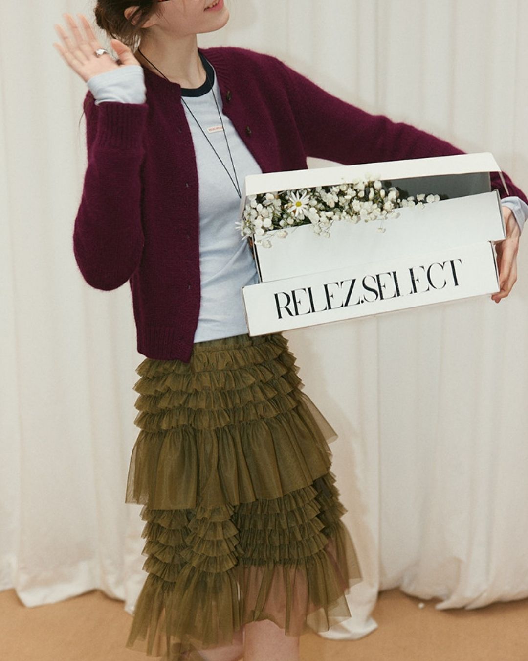Round Neck Retro Fluffy Knit Cardigan　KN115