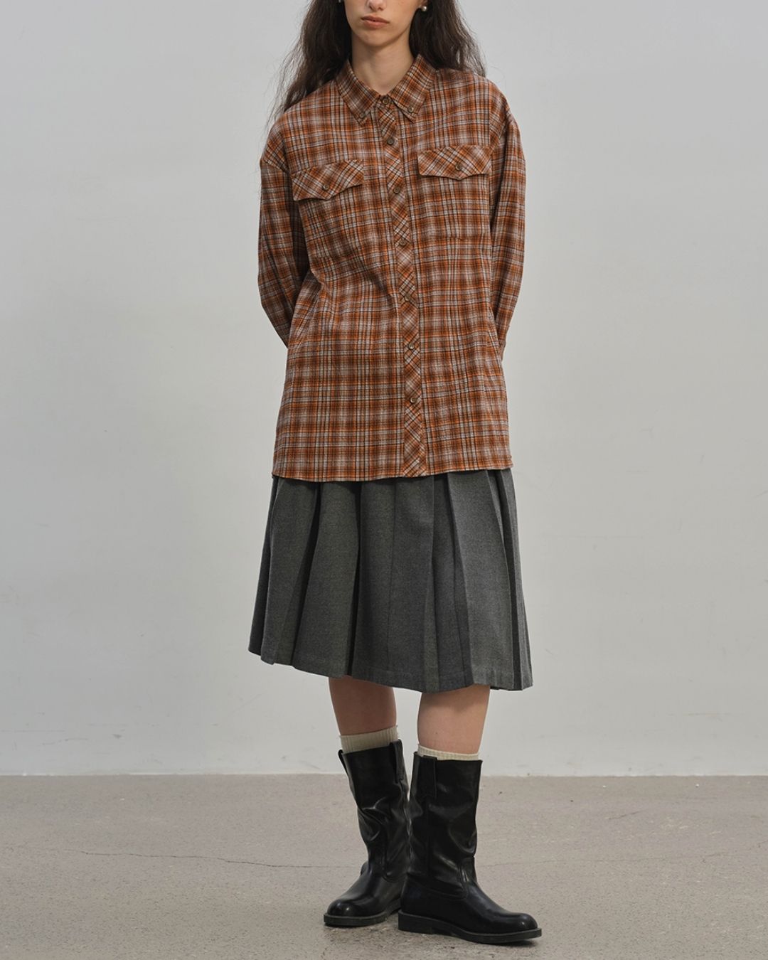 Retro Check Loose Shirt　LS024