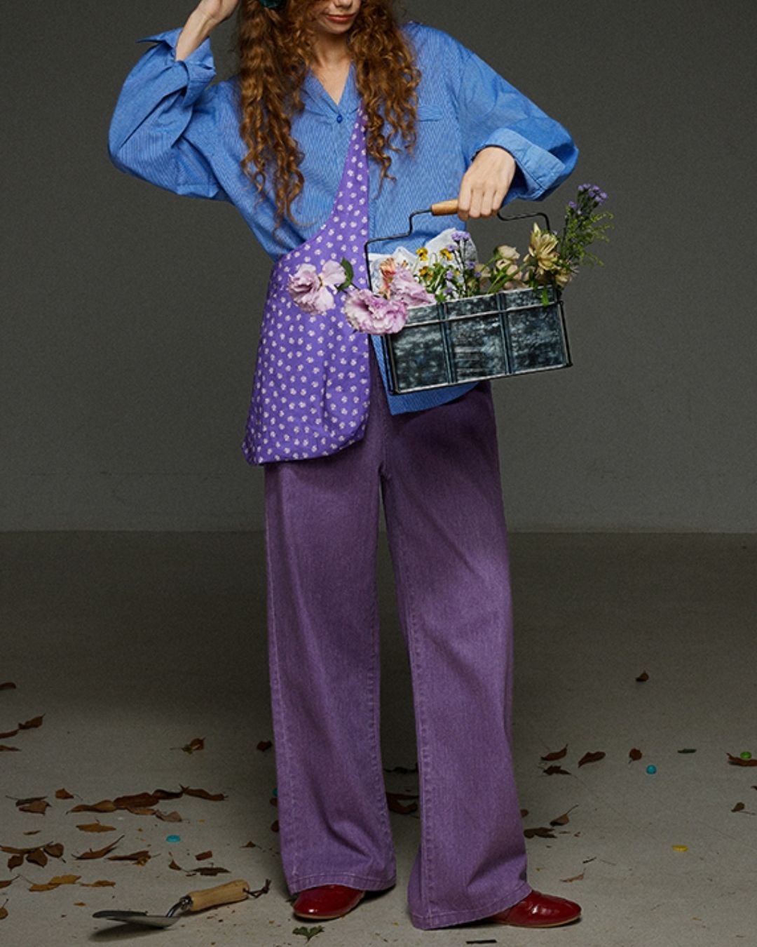 Collared V-neck Loose Shirt　LS029