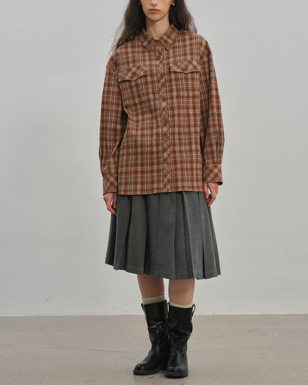 Retro Check Loose Shirt　LS024