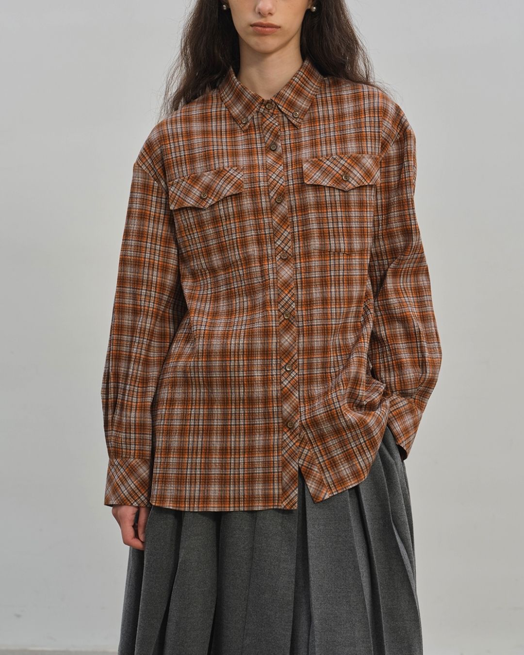 Retro Check Loose Shirt　LS024