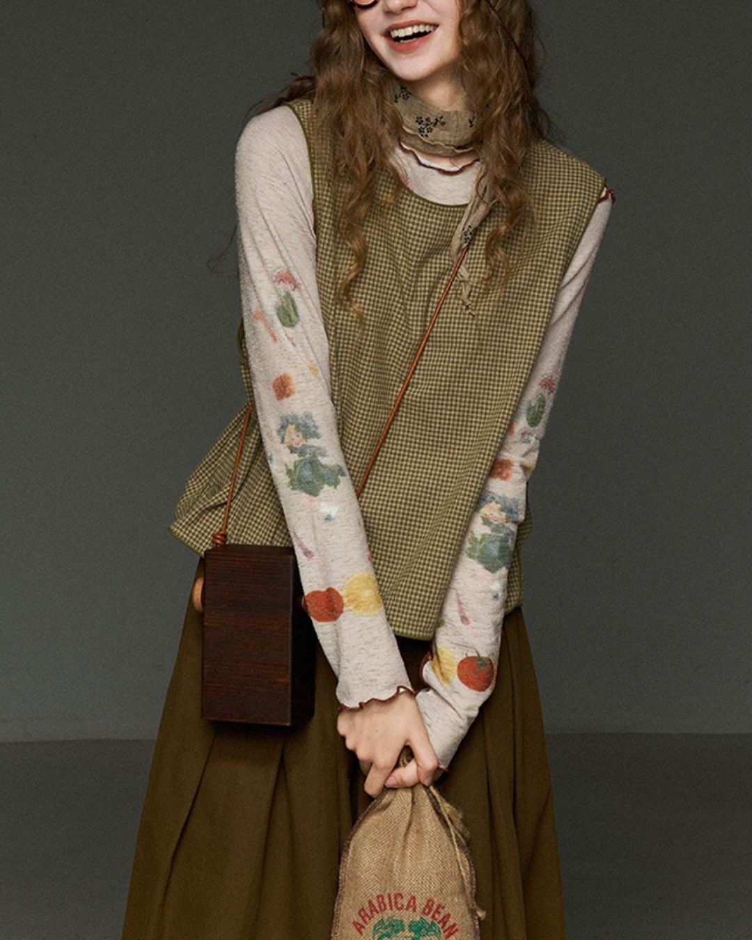 Mellow Frill Stitch Print T-shirt　LT011