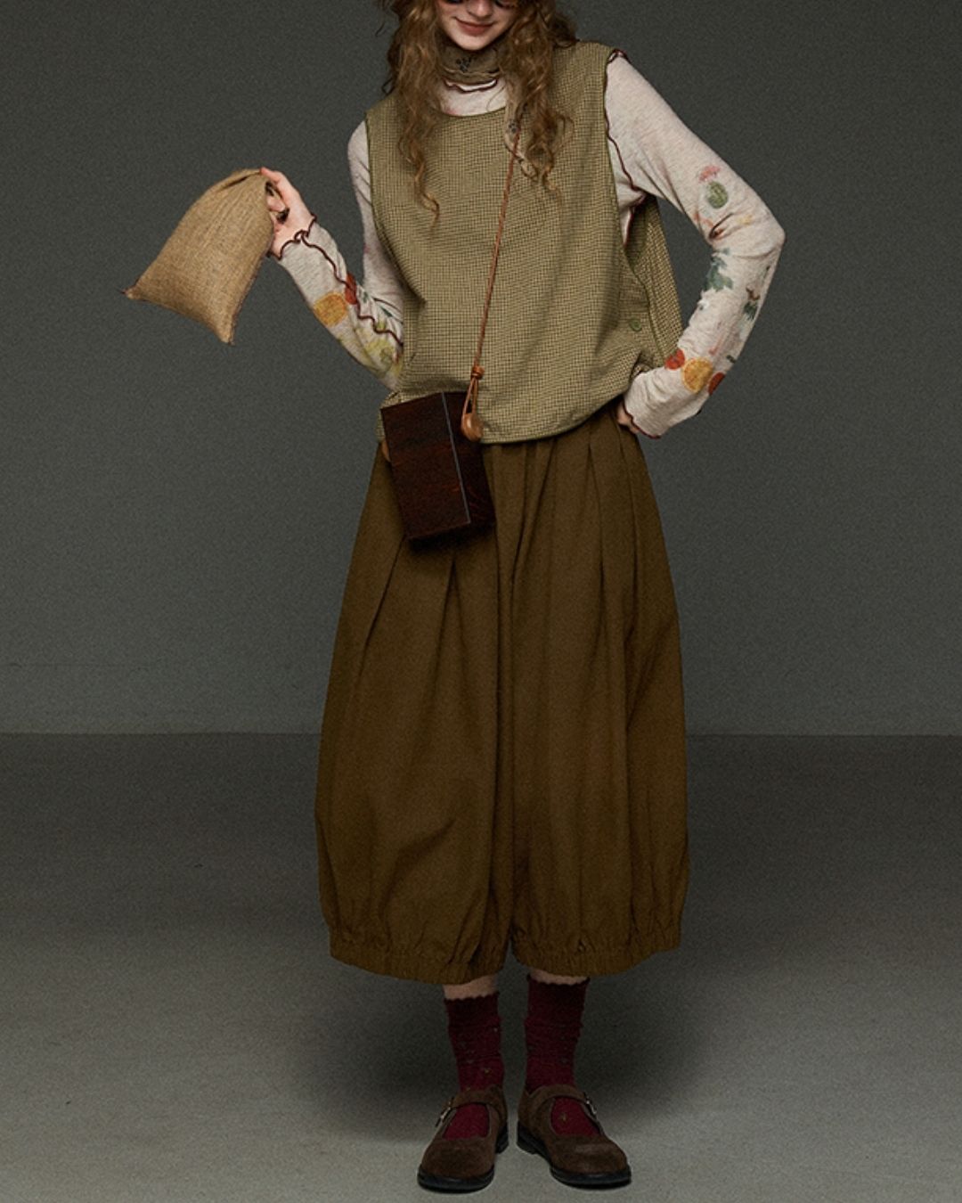 Mellow Frill Stitch Print T-shirt　LT011