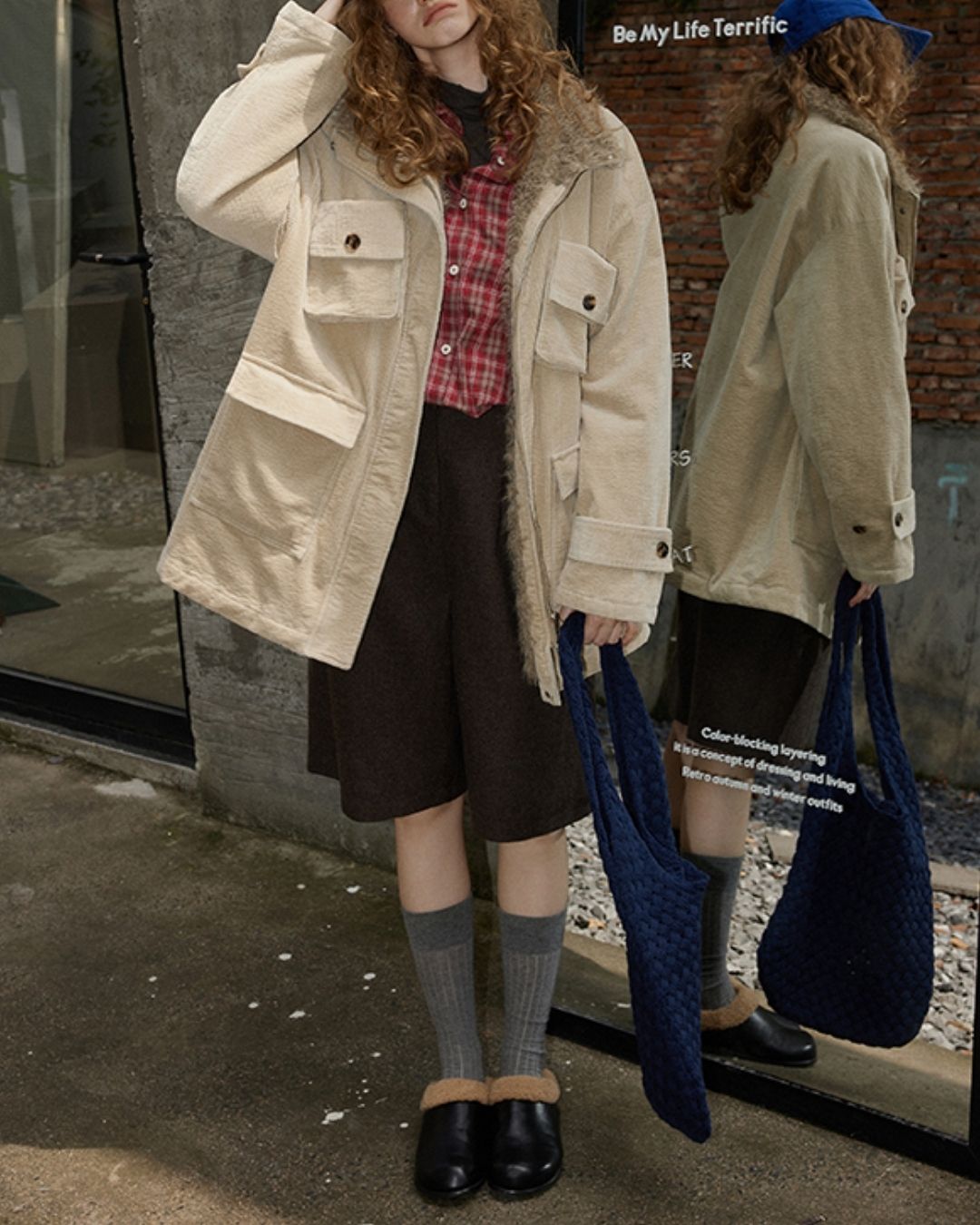 Oversized Checked Cotton Shirt　LS034