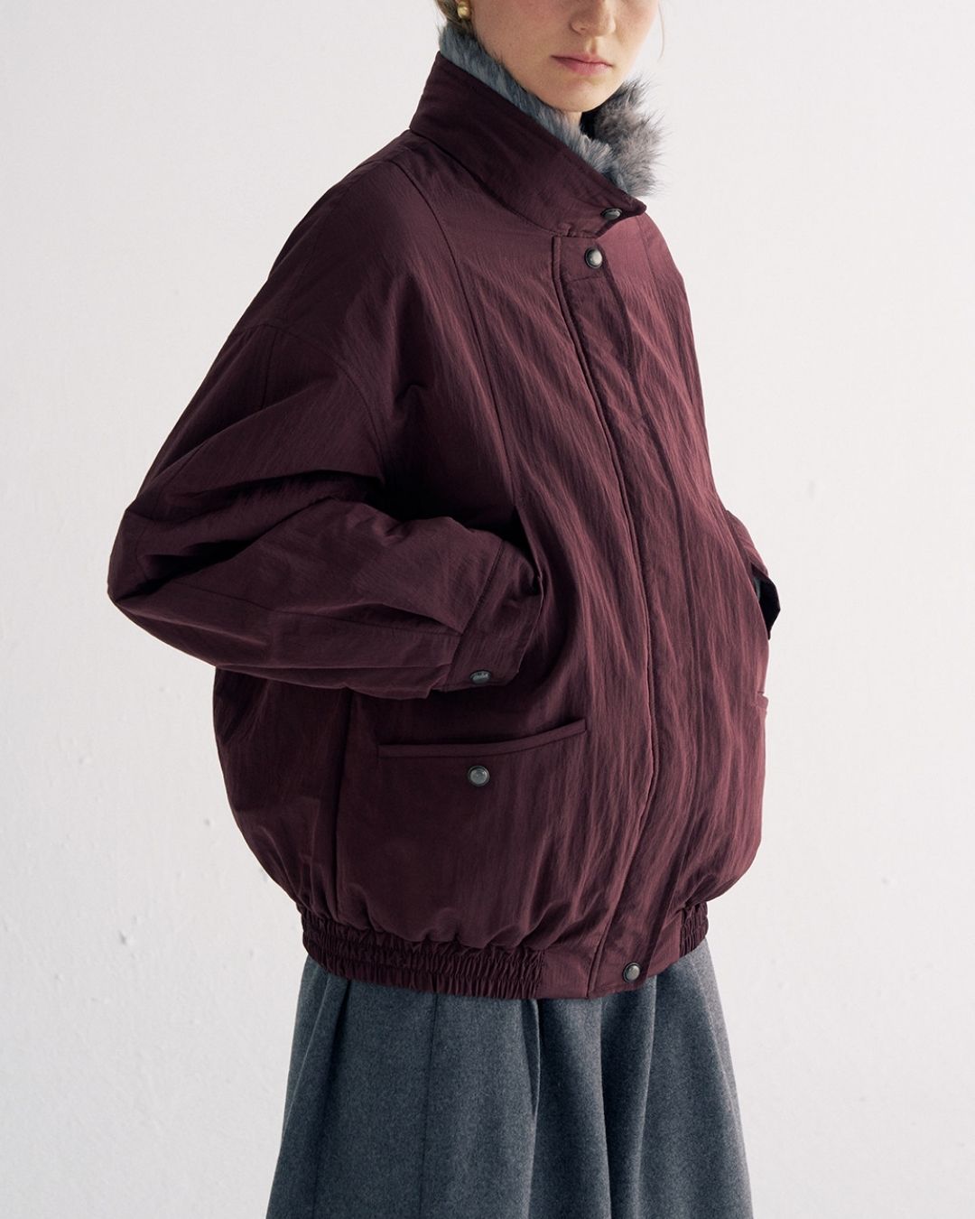 Detachable Fur Collar Quilted Jacket　JK078