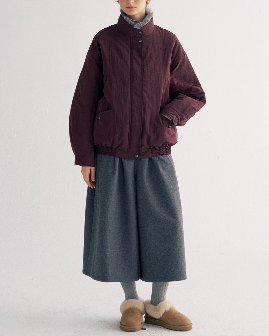 Detachable Fur Collar Quilted Jacket　JK078