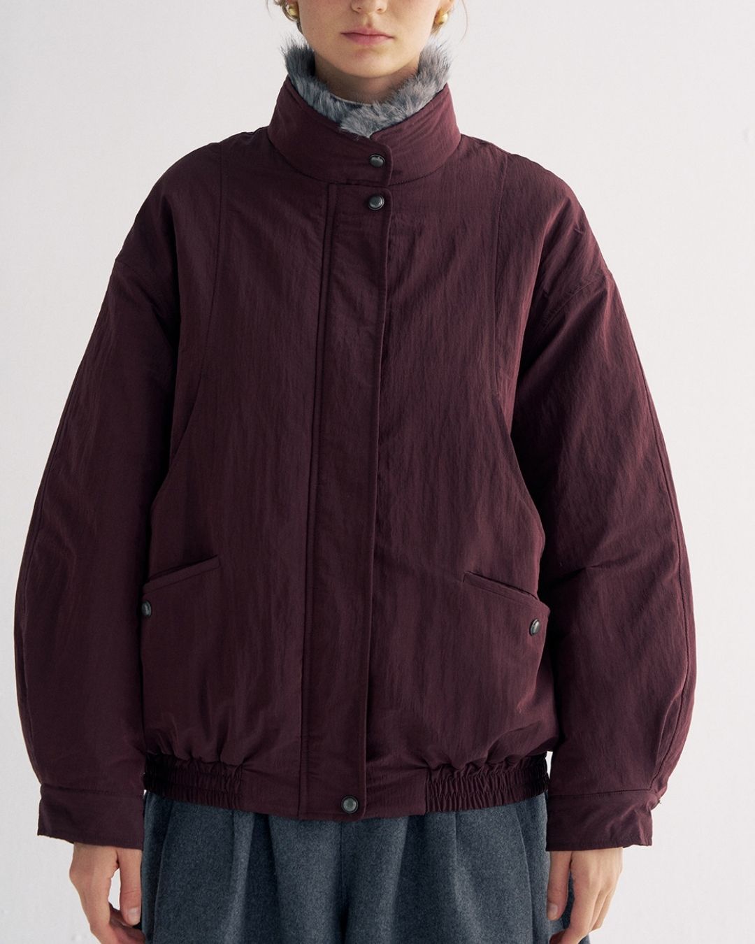 Detachable Fur Collar Quilted Jacket　JK078