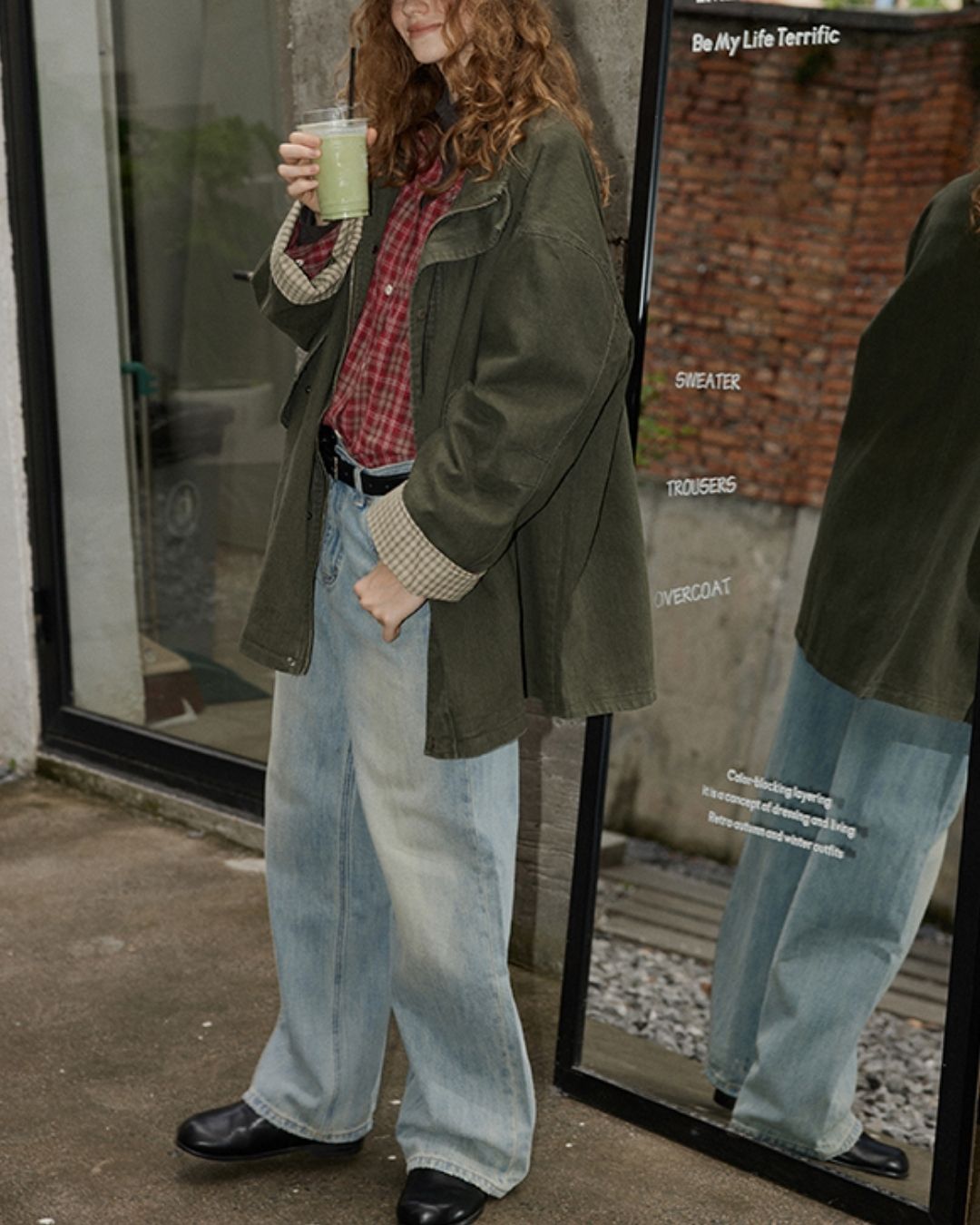 Oversized Checked Cotton Shirt　LS034