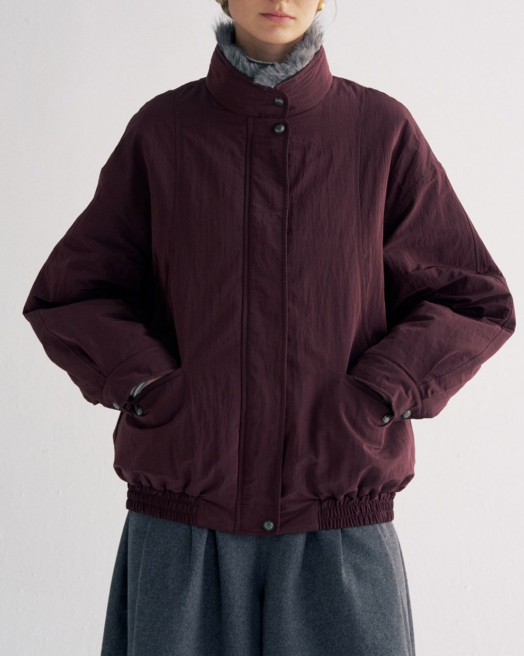 Detachable Fur Collar Quilted Jacket　JK078