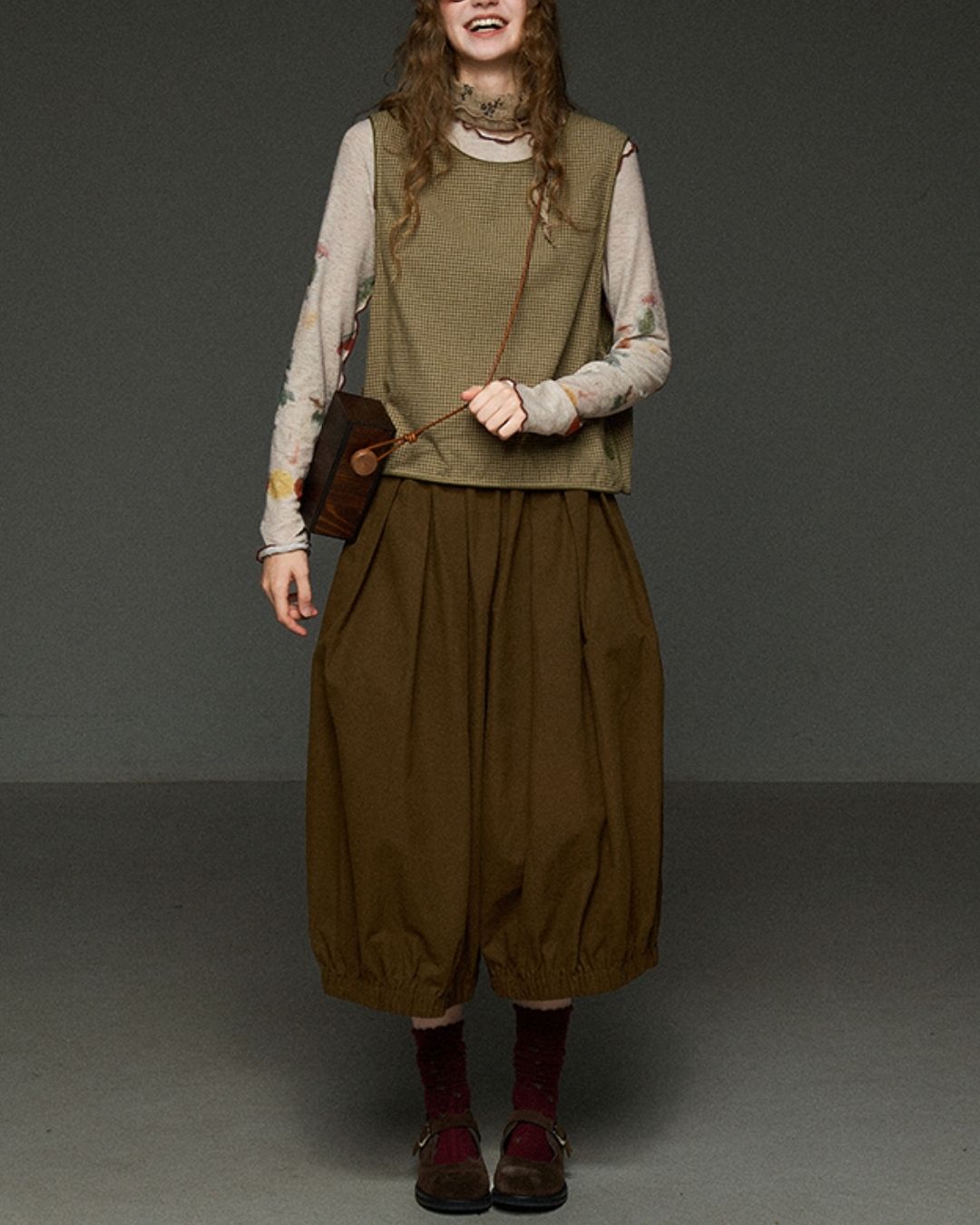 Mellow Frill Stitch Print T-shirt　LT011