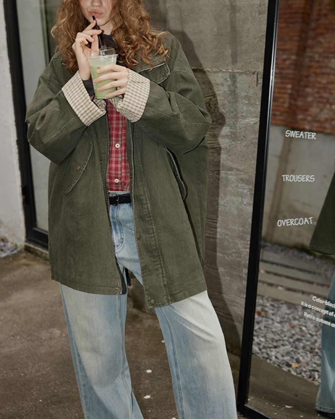 Oversized Checked Cotton Shirt　LS034