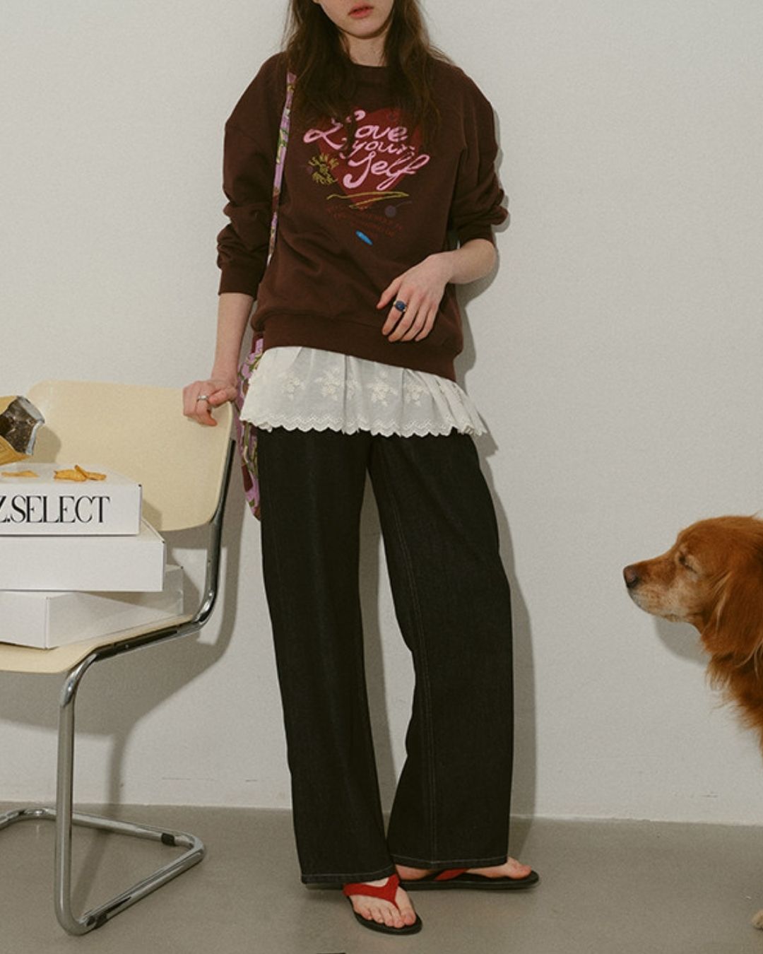 Small Flower Ruffle Sleeveless Shirt　SS001