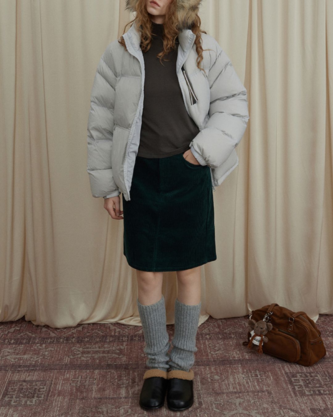 Corduroy Knee-length Tight Skirt　SK009