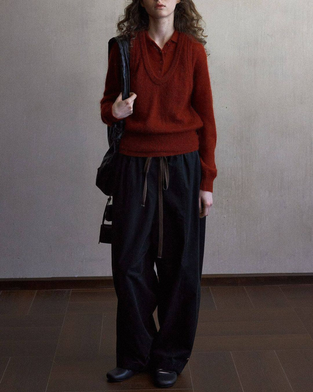 Fluffy U-neck Knit Vest　VT022