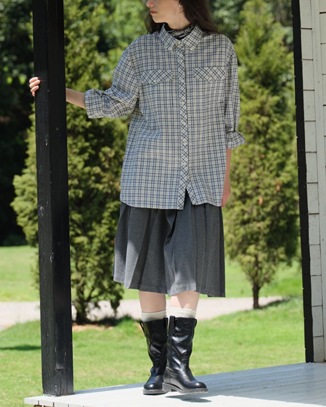 Retro Check Loose Shirt　LS024