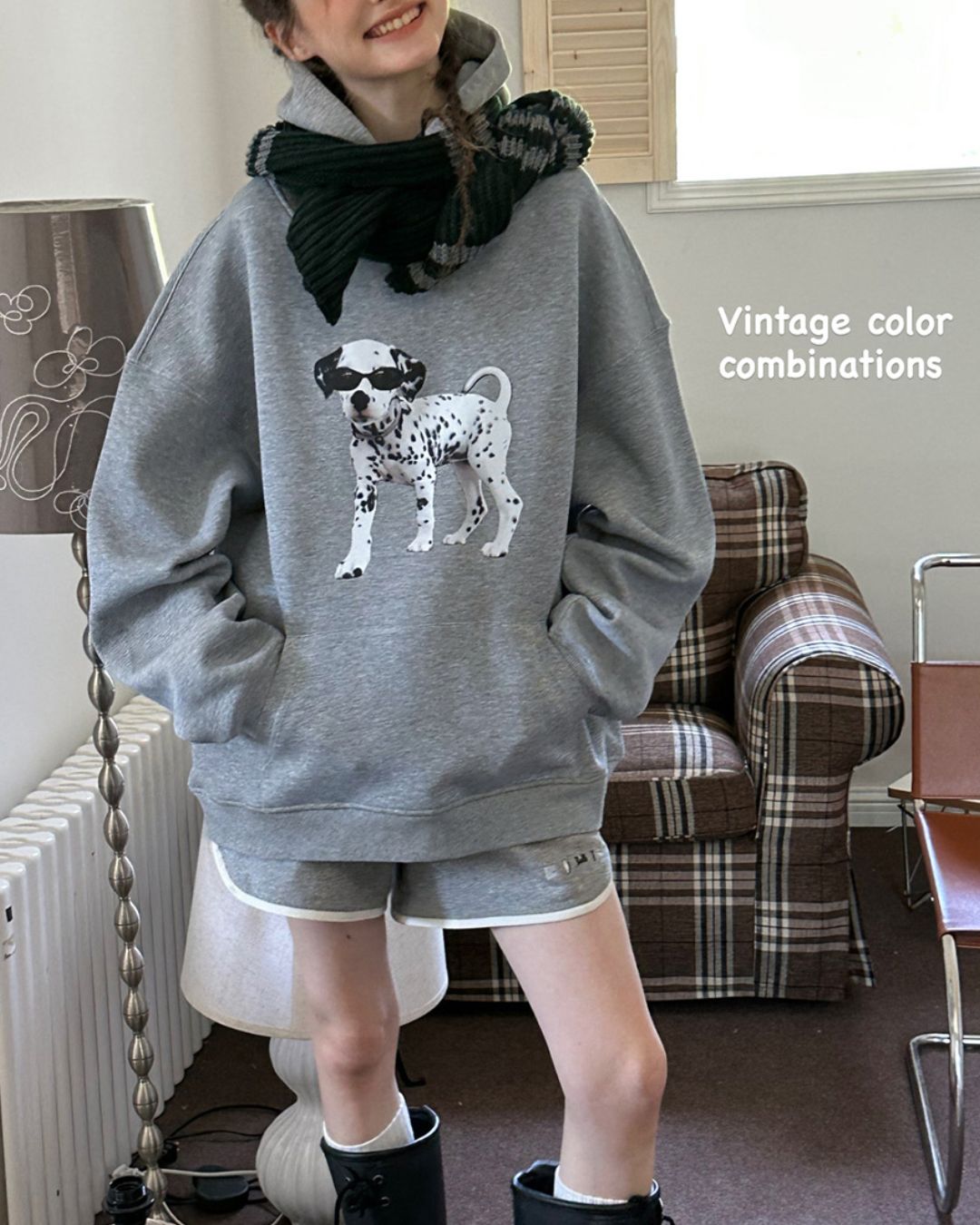 Dalmatian Print Oversized Hoodie　HD002
