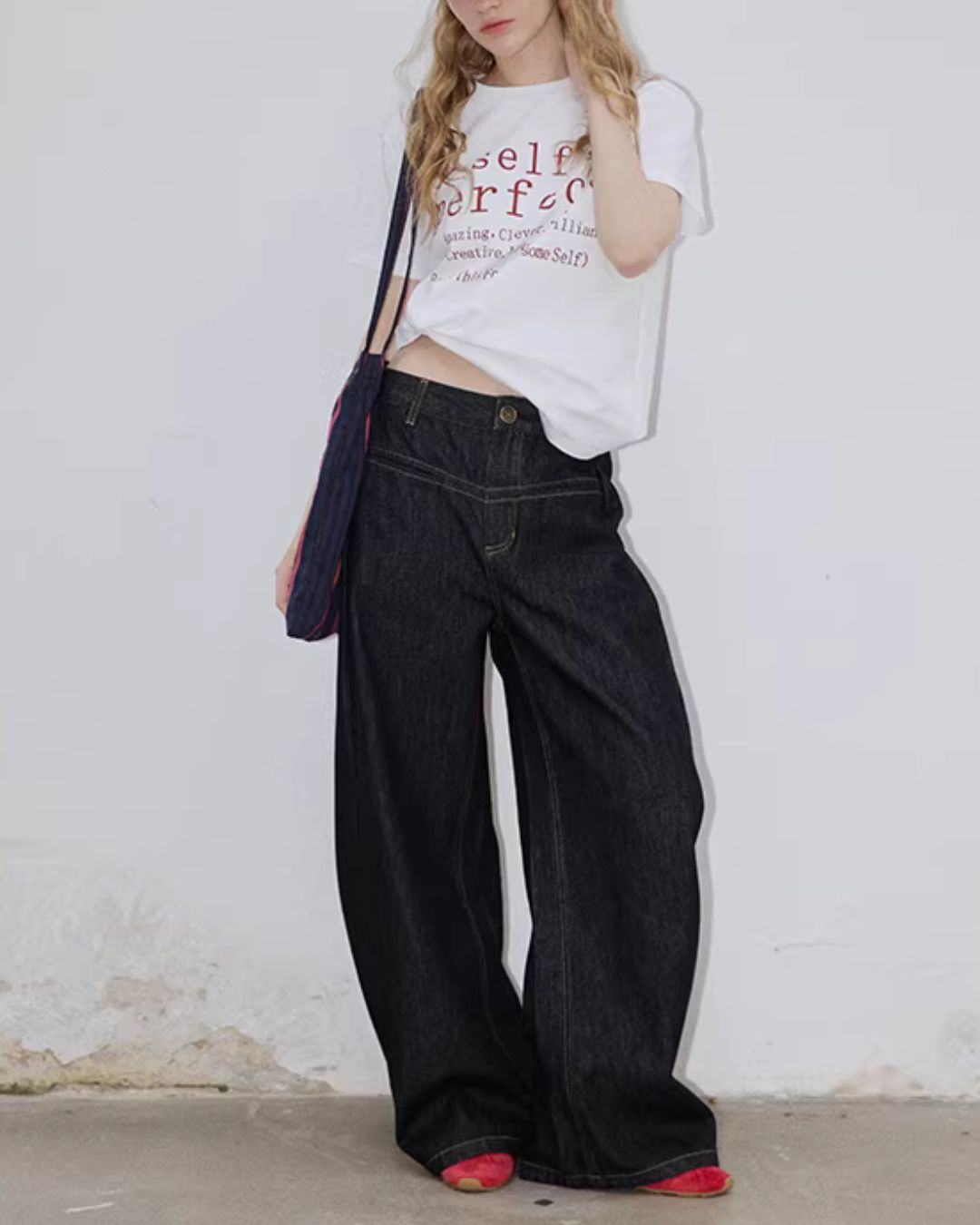 Text Print Crew Neck T-Shirt　ST009
