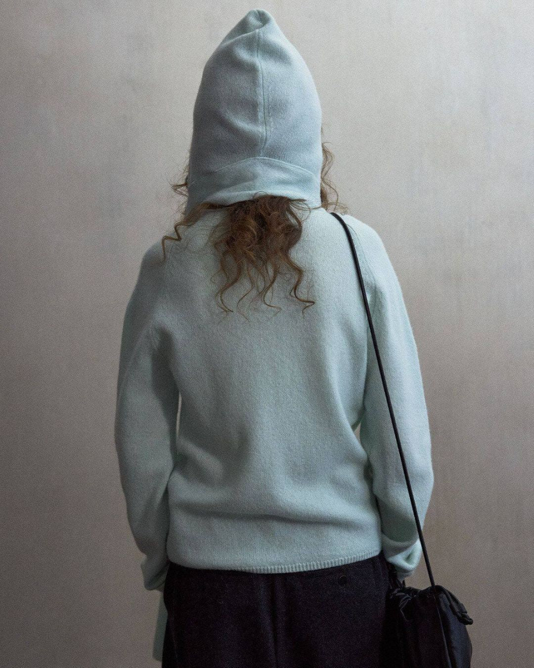 Basic Yak Wool Knit Hooded Scarf　HG001