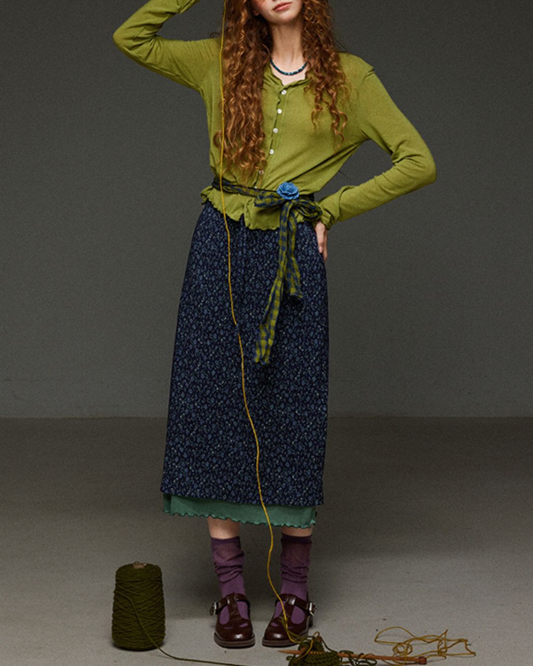 Merrow Frill V-Neck Knit Cardigan　KN032