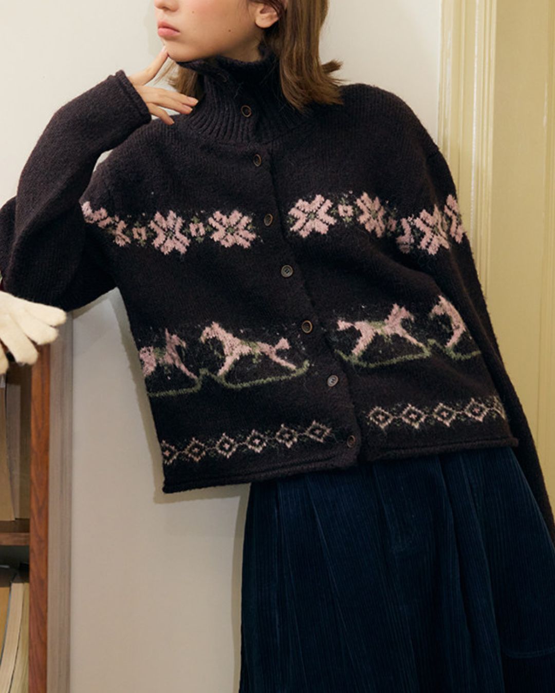 Horse Jacquard Collared Knit　KN087