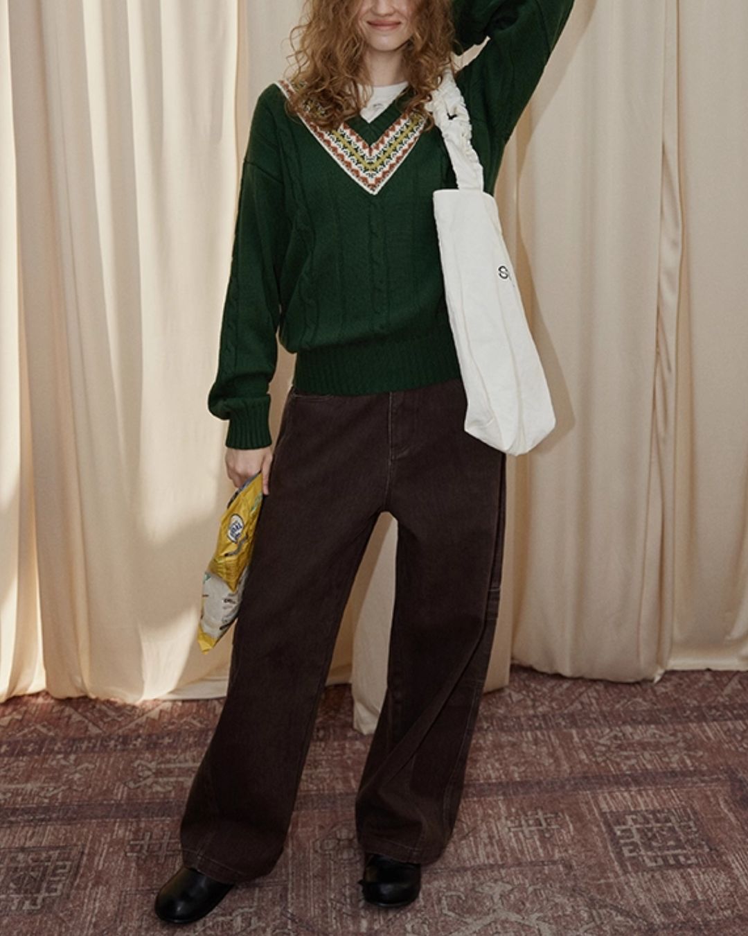 Fair Isle V-neck Sweater　KN053