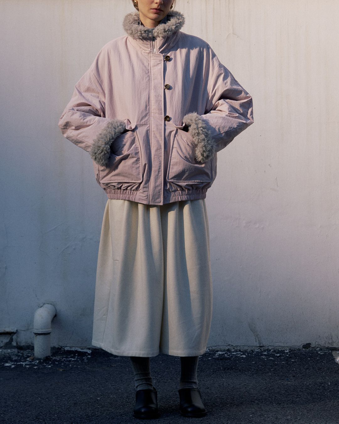 Stand-up Boa Collar Padded Jacket　JK077