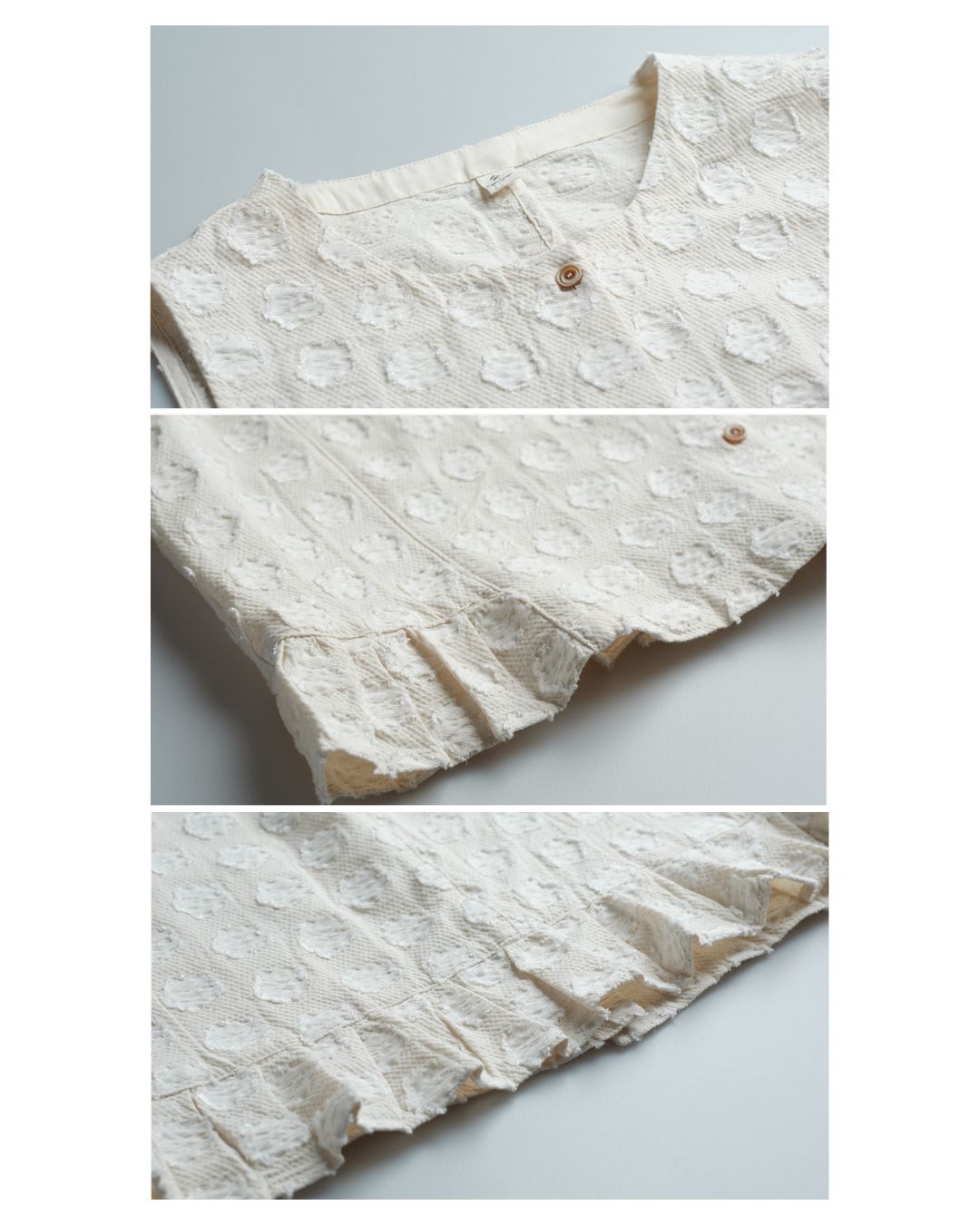 Cotton Linen Jacquard Peplum Vest　VT017