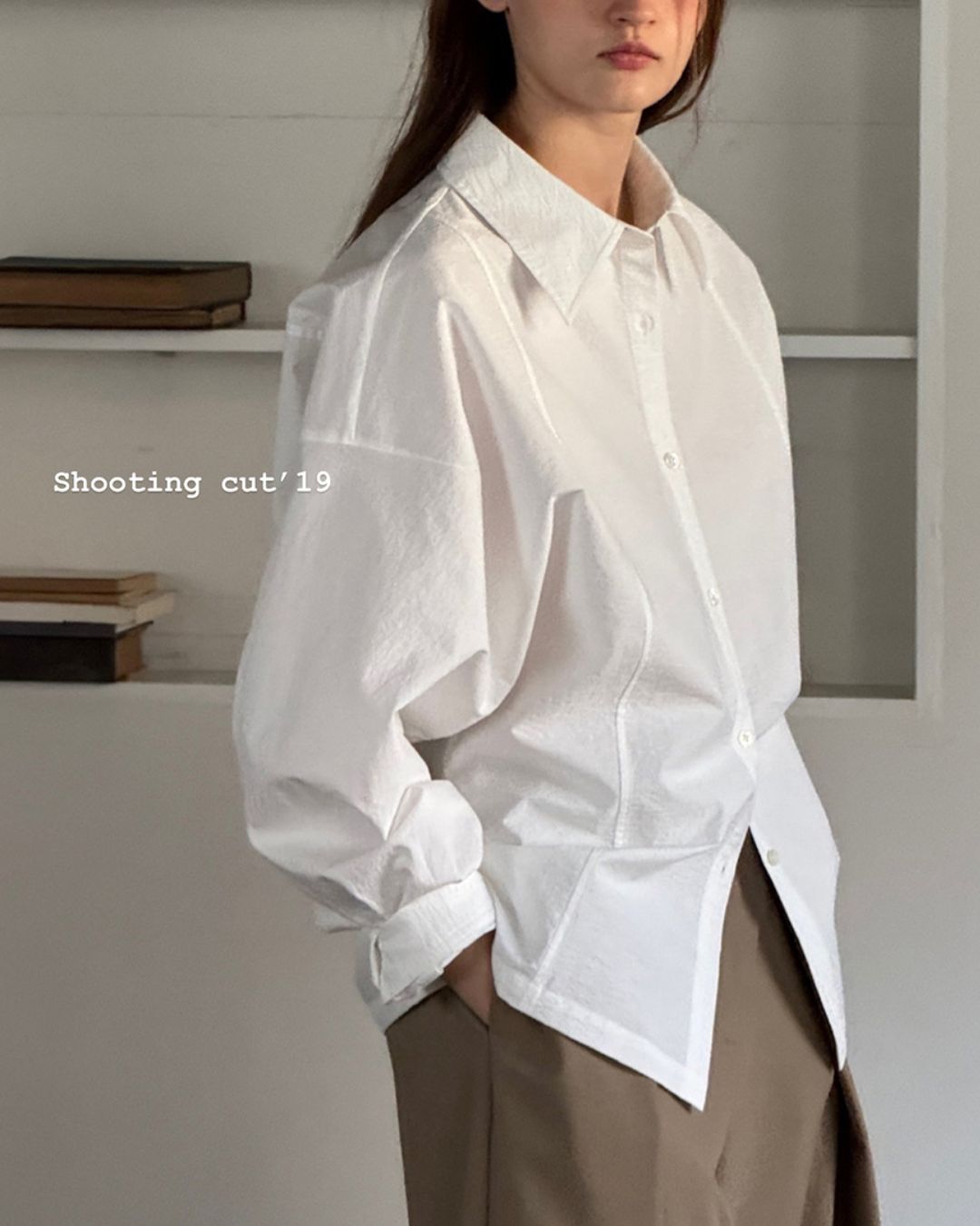 Back Button Basic Shirt　LS022
