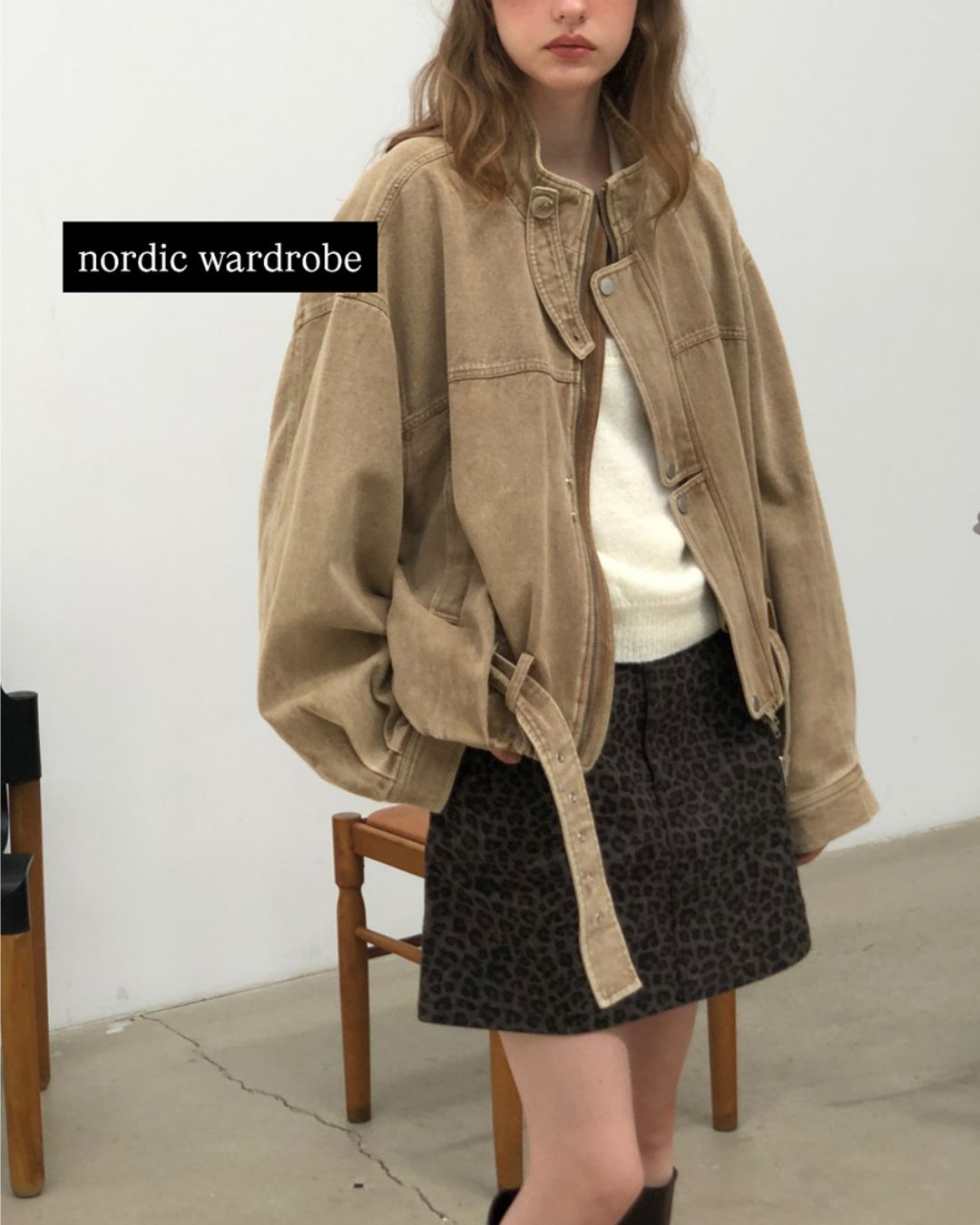 Belted Denim Cropped Jacket　JK026