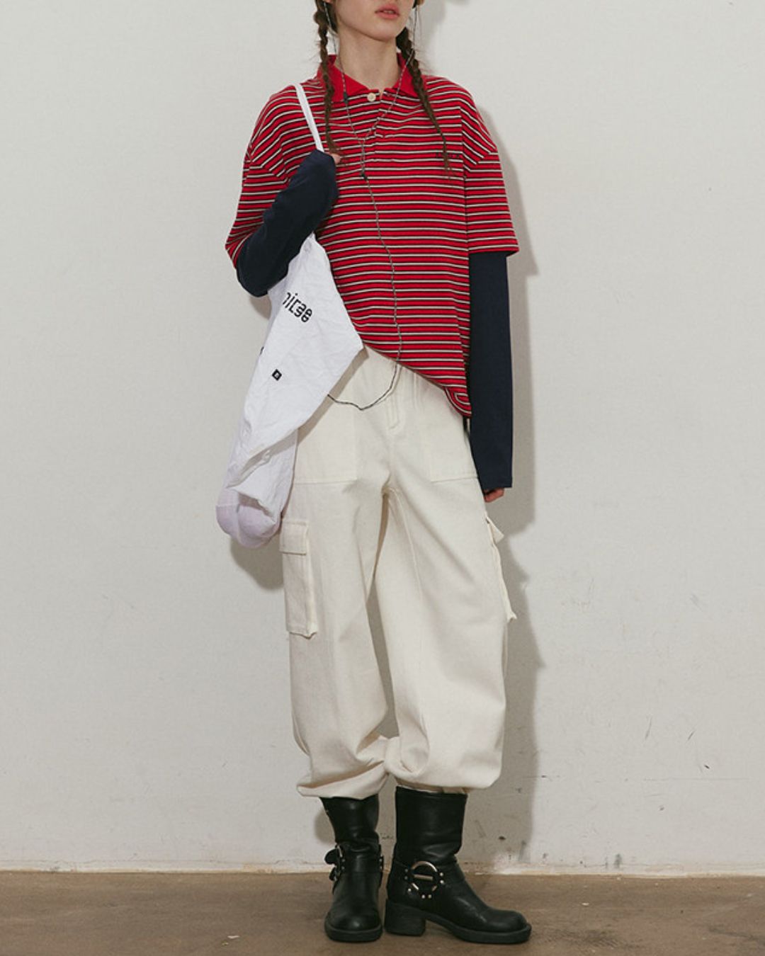 Fake Layered Border Polo Shirt　PS002