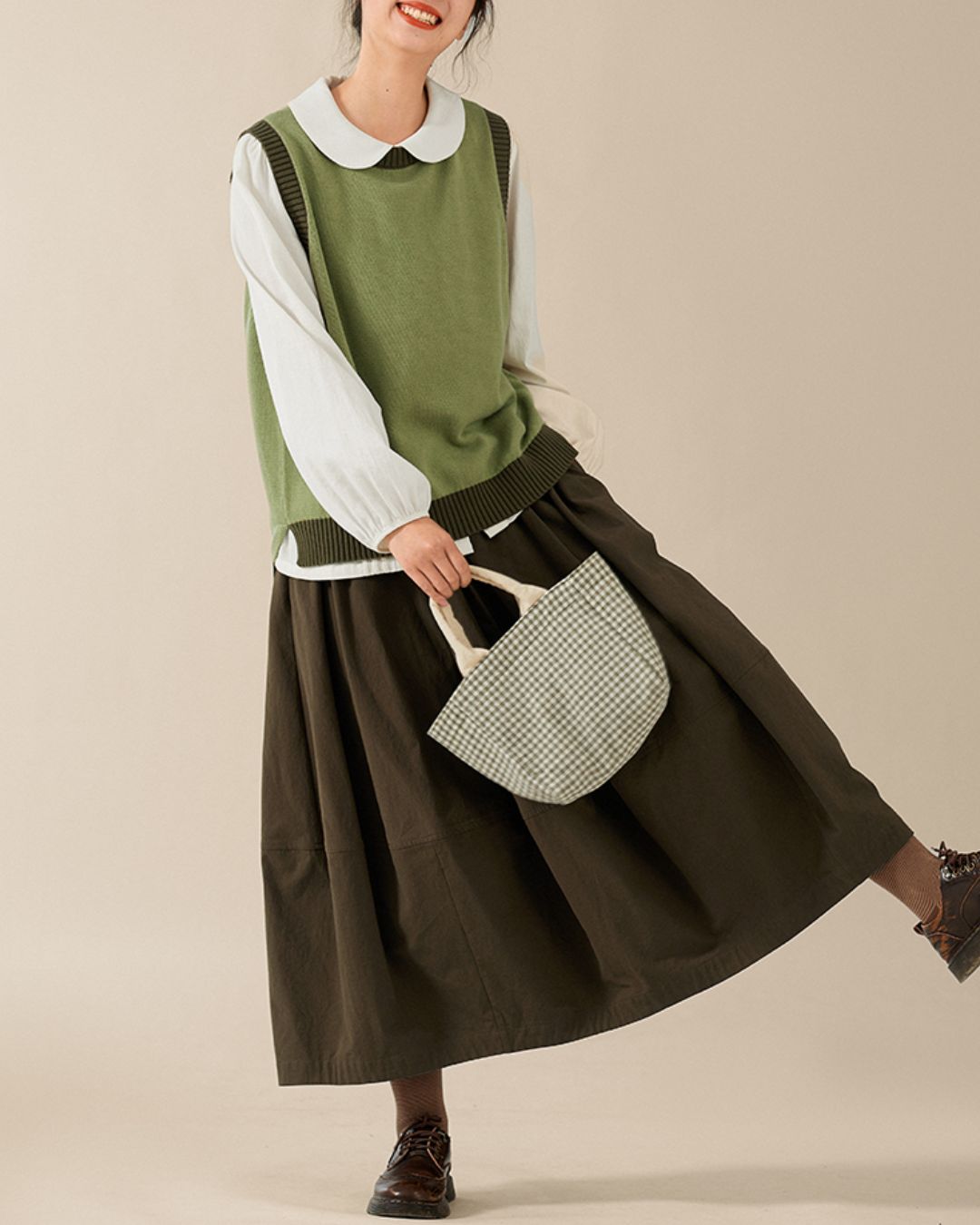 Round-collar Cotton Shirt　LS026