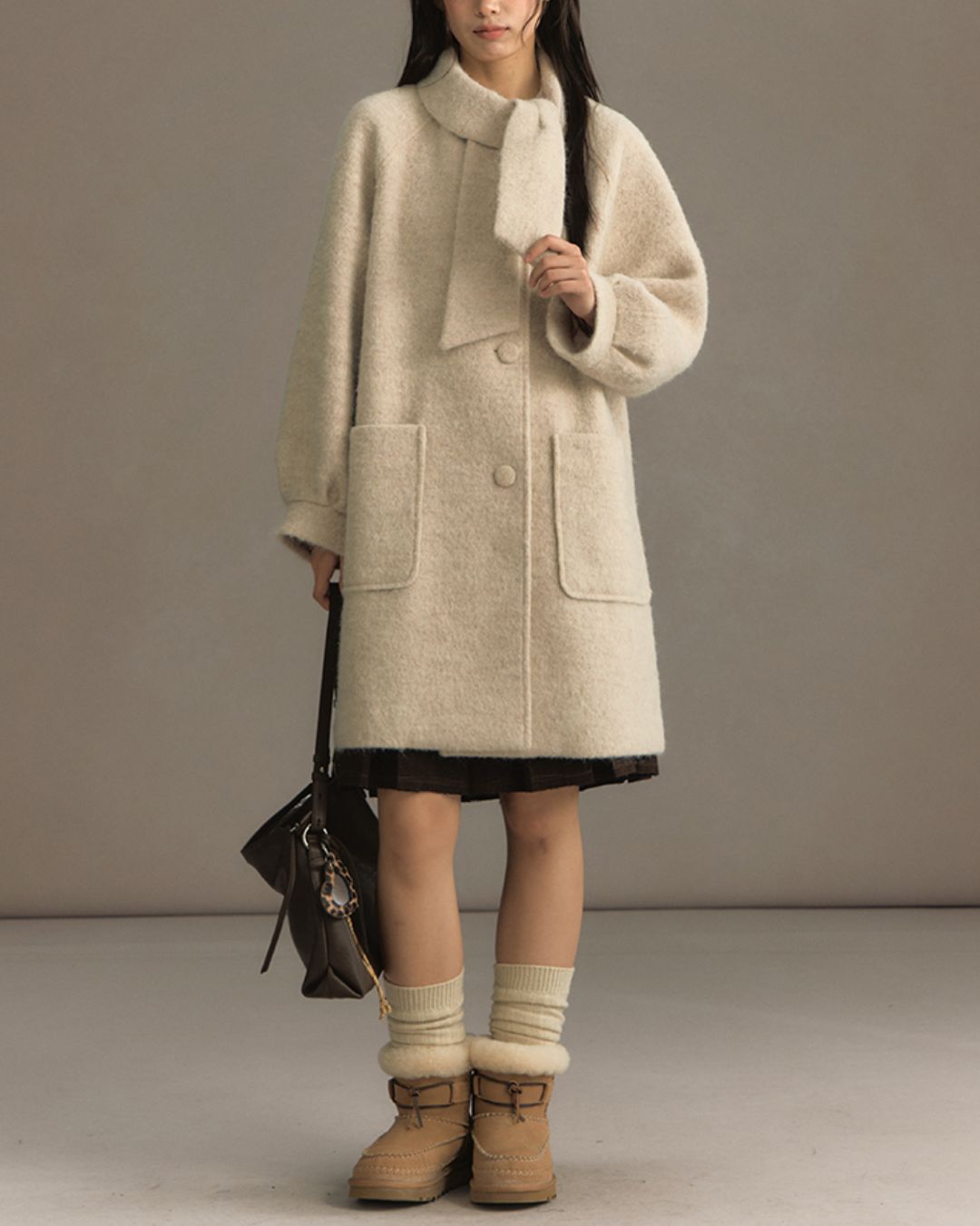 Bowtie Collar A-line Coat　CT023