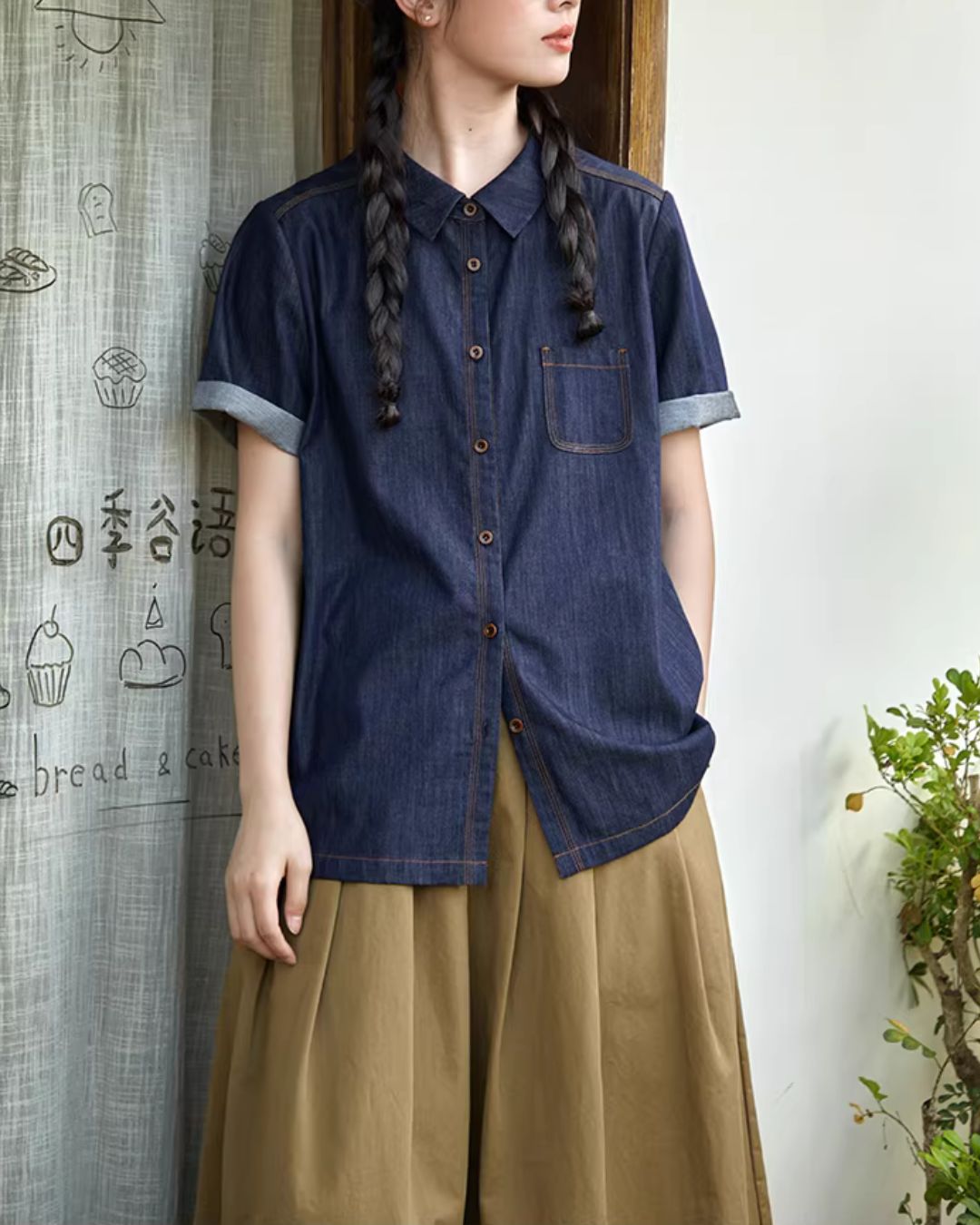 Light Denim Short-sleeved Shirt　SS003