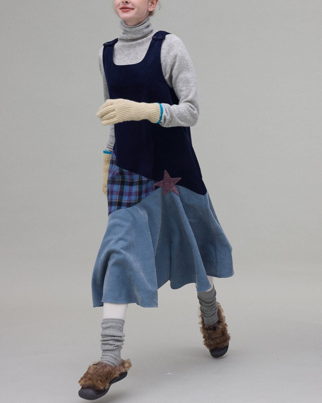 Patchwork Corduroy Dress　OP001