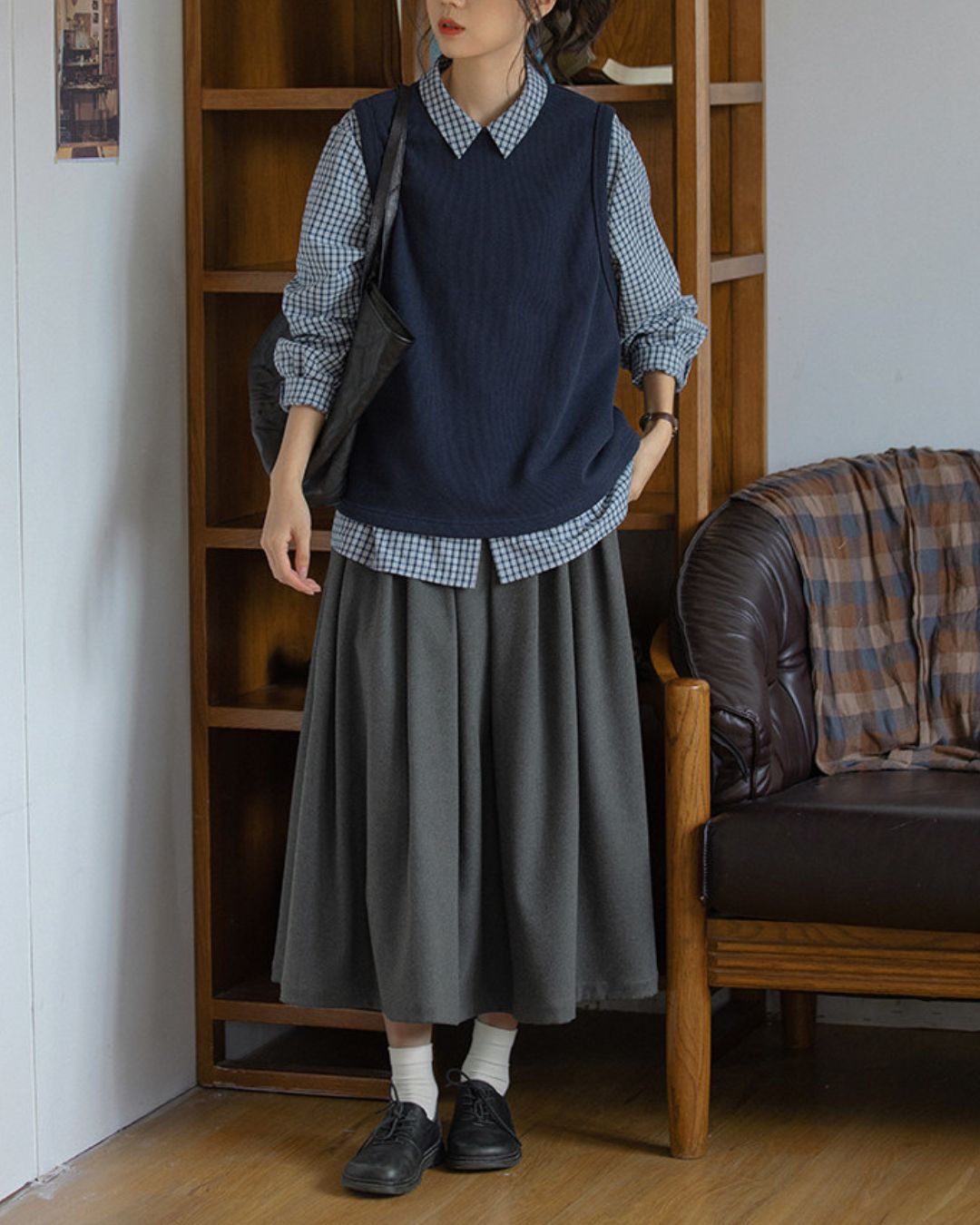 Crew Neck Cotton Knit Vest　VT024