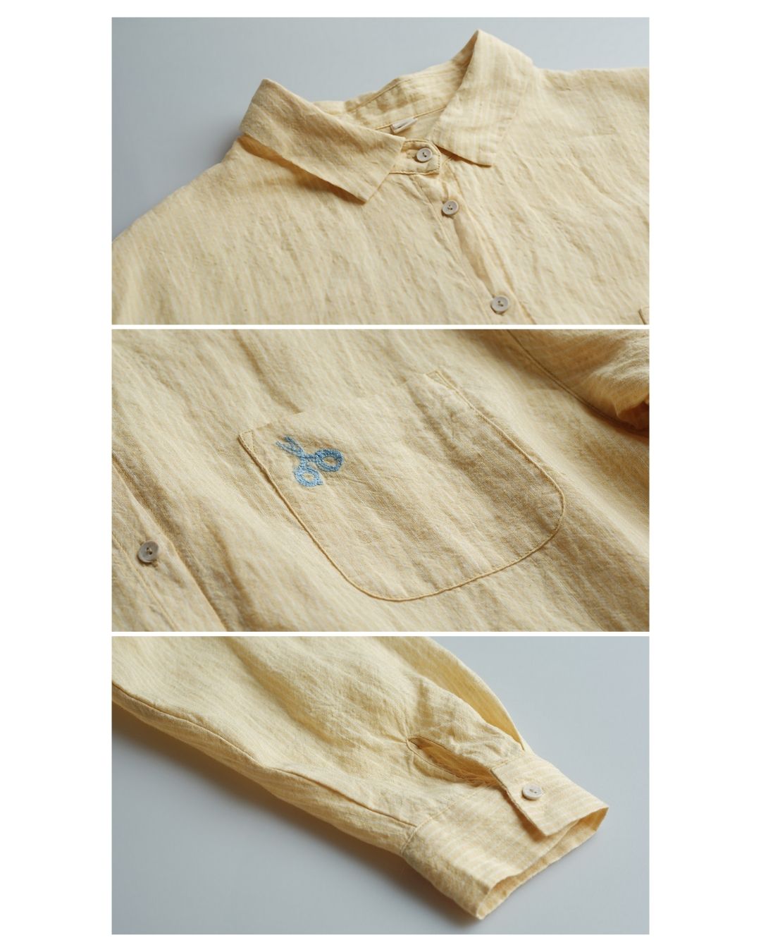 Drop Shoulder Striped Linen Shirt　LS042