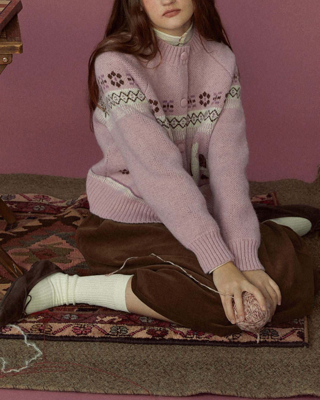 Dancing Pony Fair Isle Knit Cardigan　KN092