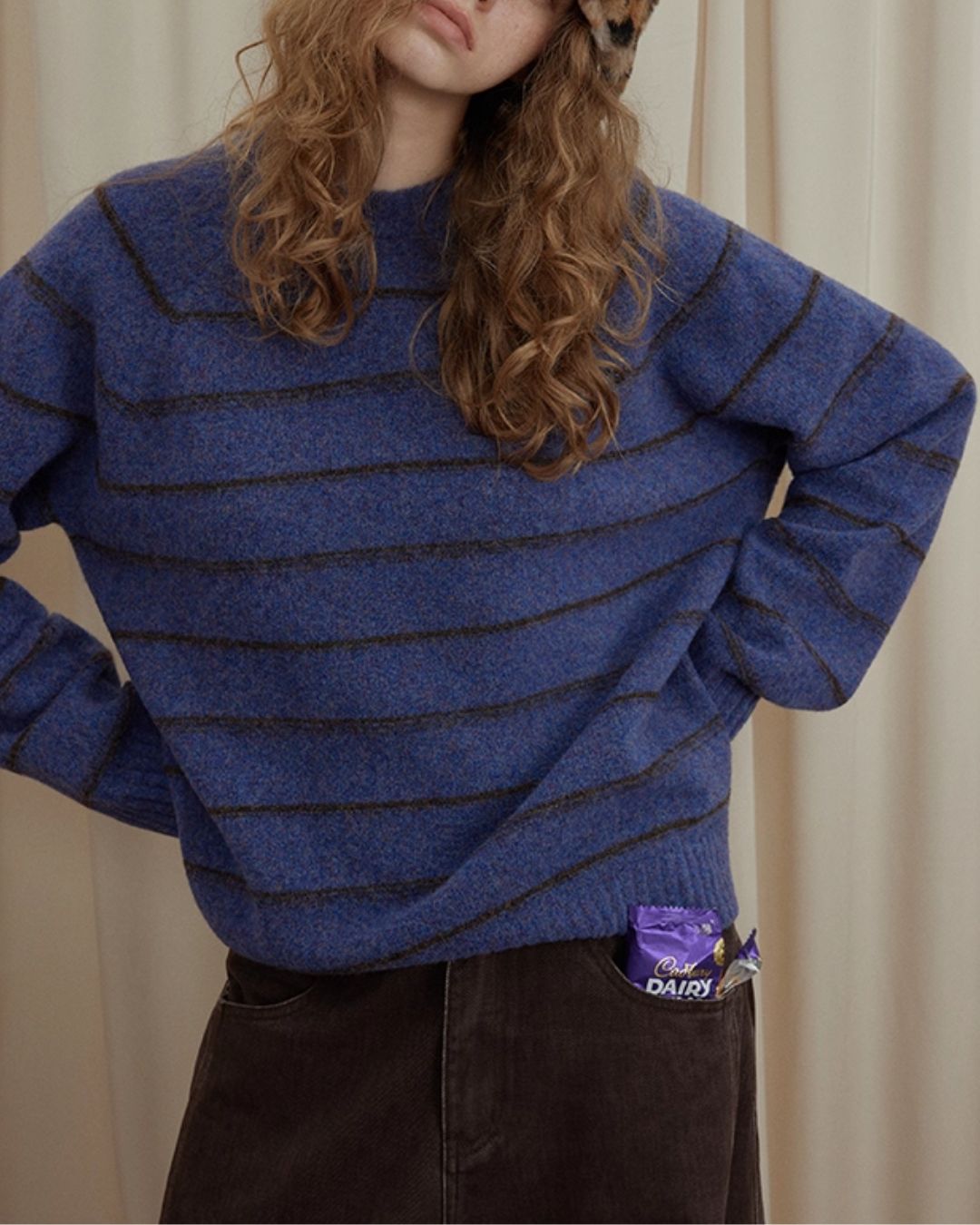 Border Relaxed Sweater　KN042