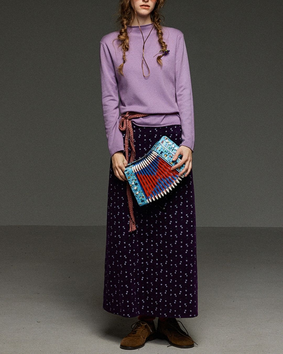 Retro Flower Corduroy Long Skirt　SK013