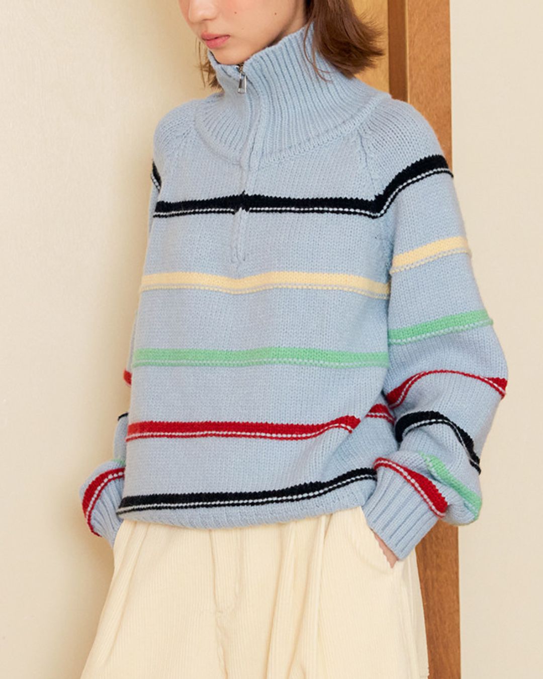 Multi-border Half-zip Knit　KN091