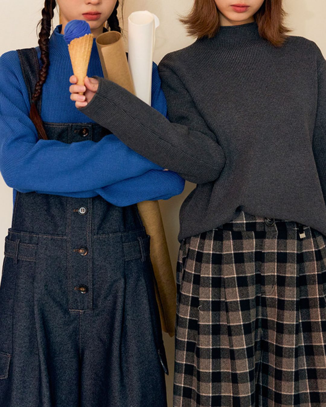 Basic Rib Mock Neck Knit　KN090